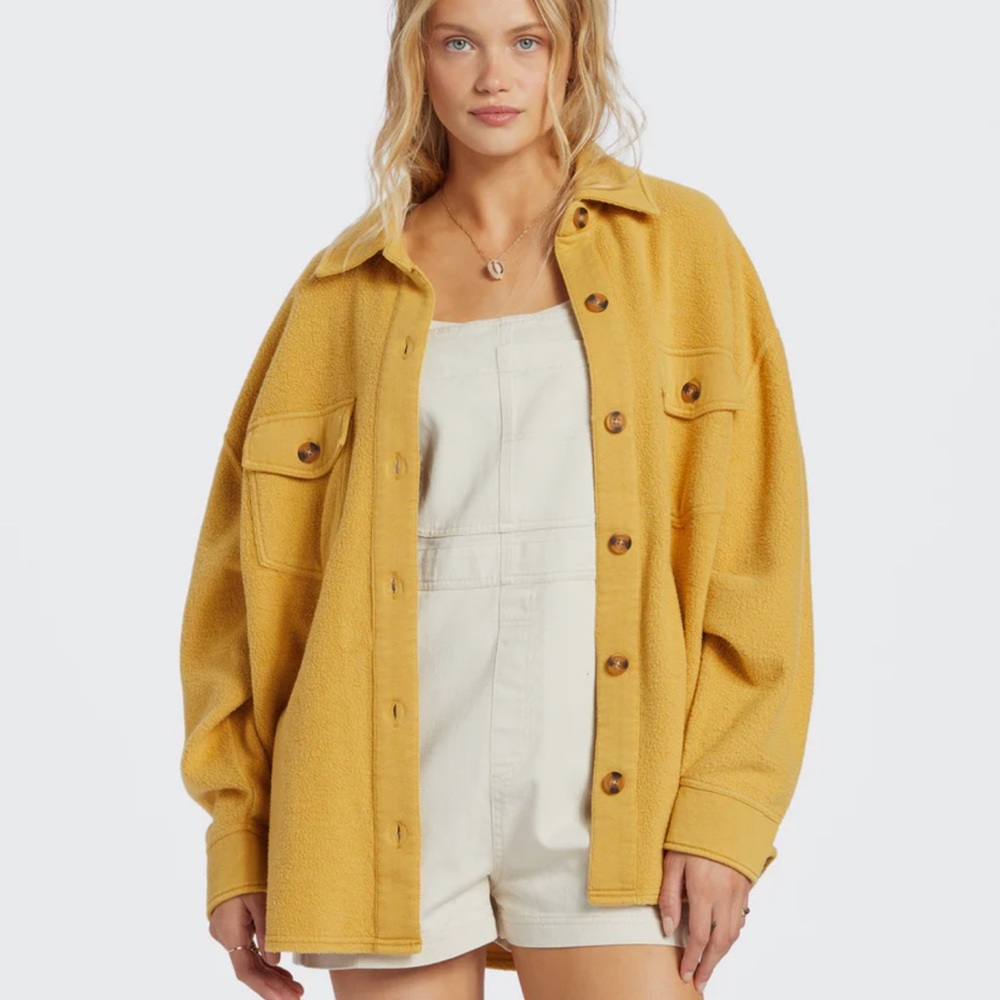 Billabong Anytime Shacket Jacket - Yellow Size Me… - image 2